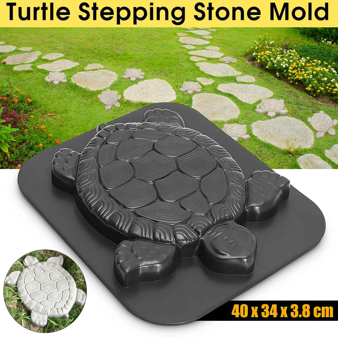 Turtle Shape Garden Path Paving Mold Planting Flower Concrete Cement Maker Decor