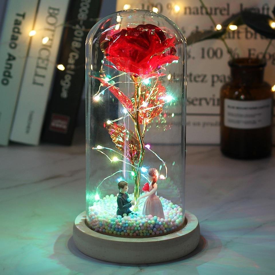 Best Gift - Led glass cover gold leaf rose immortal flower