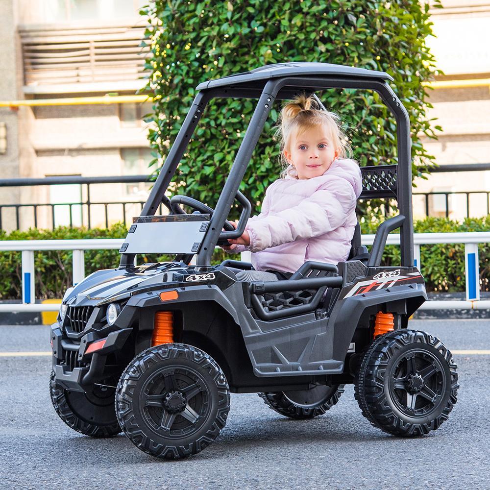 Enyopro™ Black Off-road Utv With Roof Kids Cars 12v Kids Toys