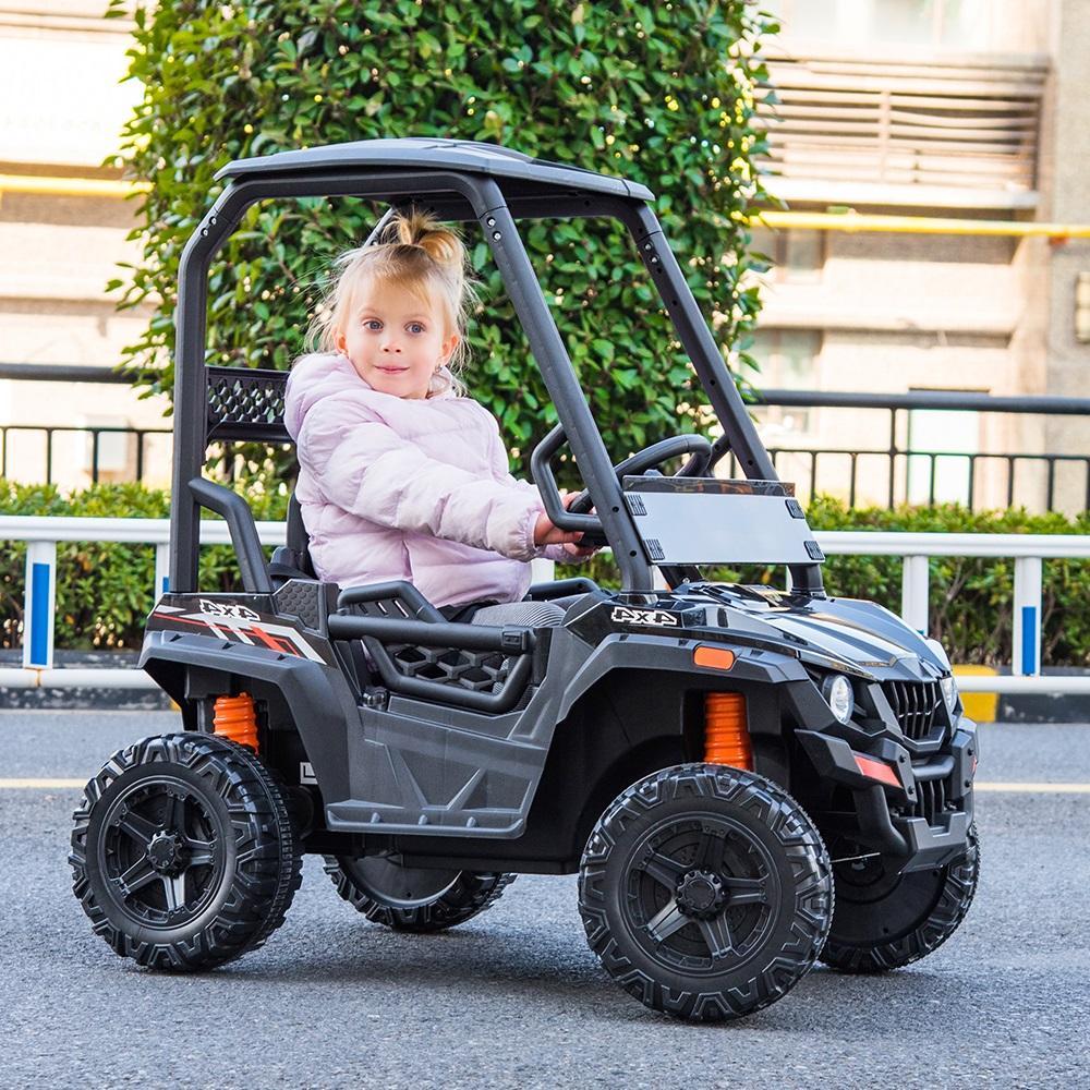 Enyopro™ Black Off-road Utv With Roof Kids Cars 12v Kids Toys