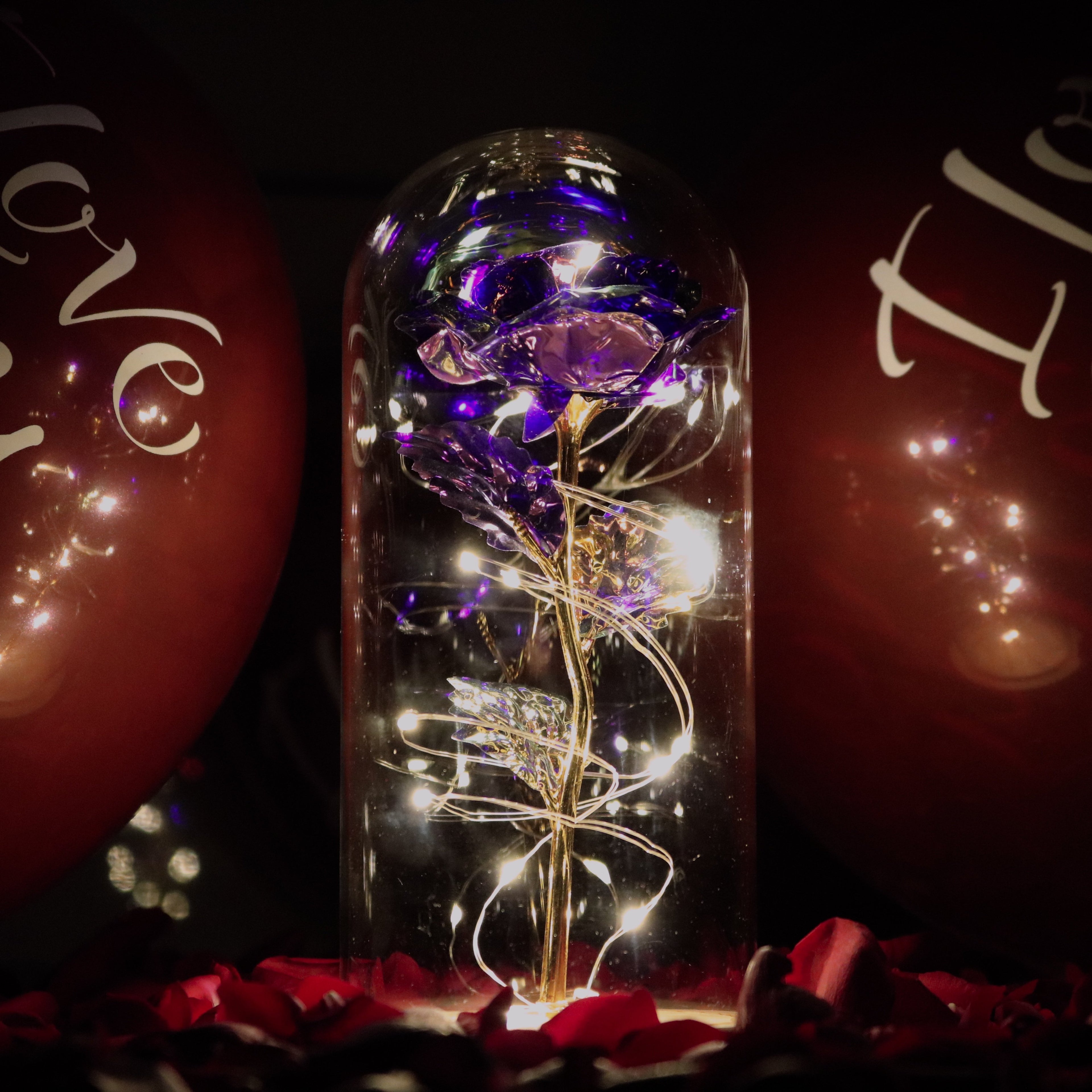 Best Gift - Led glass cover gold leaf rose immortal flower