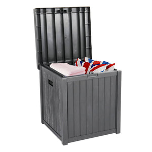 Outdoor Deck Box, 75 Gallon Small Garden Storage Box with Seat, Resin Patio Storage Box for Patio Cushions, Garden Tools and Pool Toys, Waterproof Outdoor Storage Box 44" x 21" x 19"