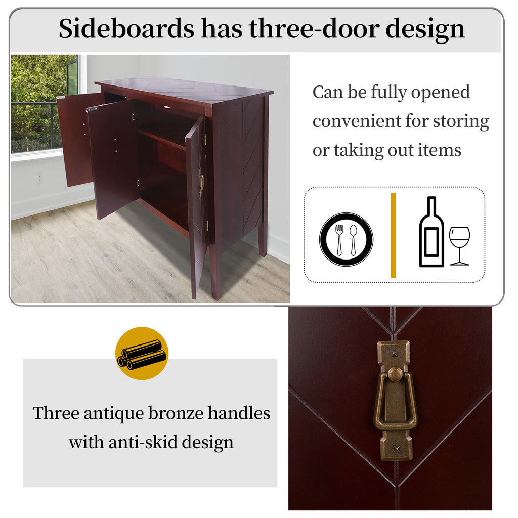 Console Table with Storage, Mid-Century Sideboard Buffet Cabinet, Gray Wooden Buffet Cabinet, 3 Door Accent Cabinet for Living Room, Entryway, Corridor, 37 x 15.7 x 31.5 inch