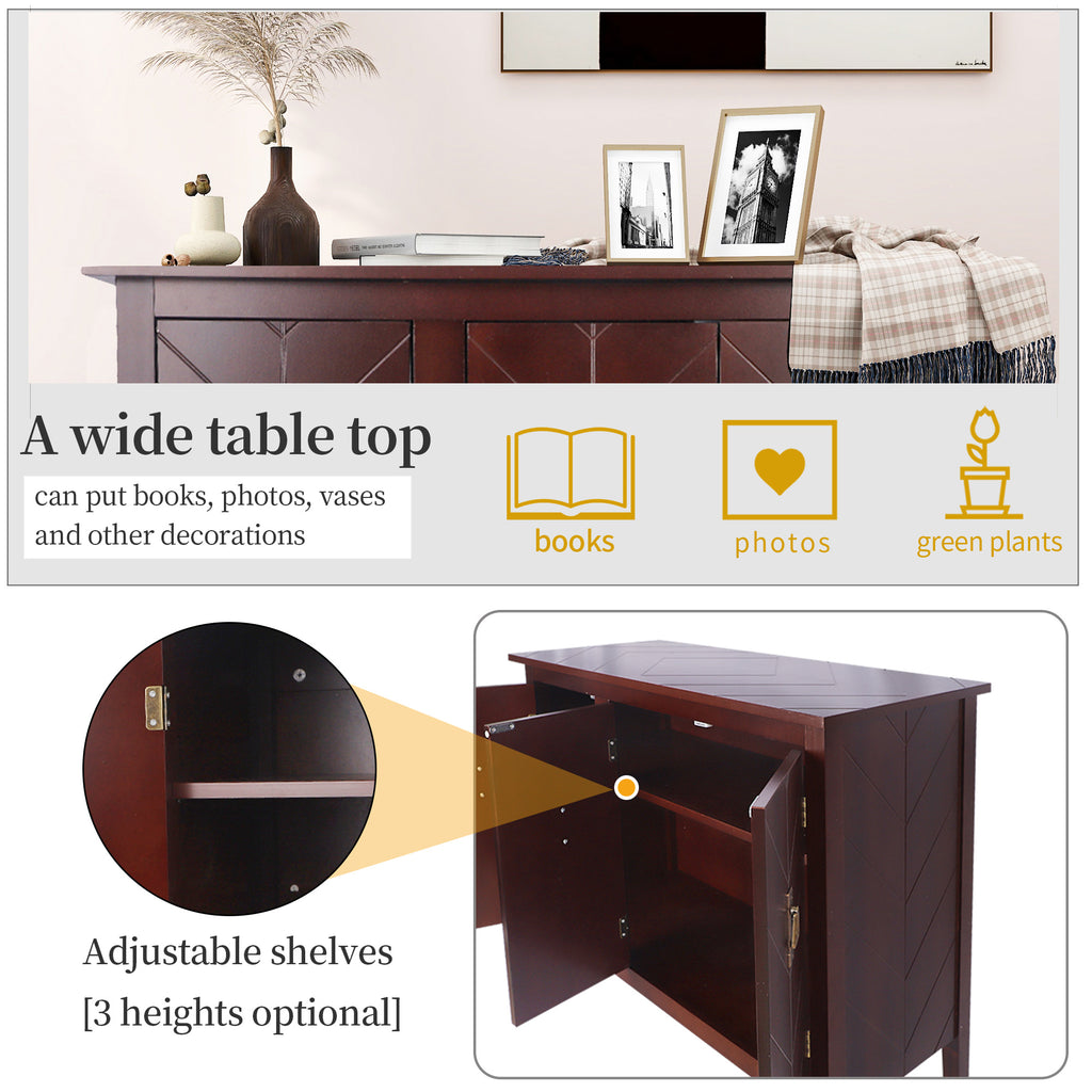 Console Table with Storage, Mid-Century Sideboard Buffet Cabinet, Gray Wooden Buffet Cabinet, 3 Door Accent Cabinet for Living Room, Entryway, Corridor, 37 x 15.7 x 31.5 inch