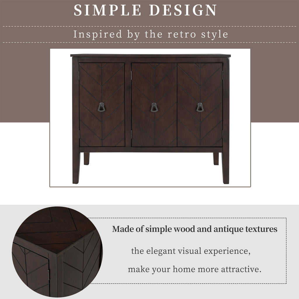 Console Table with Storage, Mid-Century Sideboard Buffet Cabinet, Gray Wooden Buffet Cabinet, 3 Door Accent Cabinet for Living Room, Entryway, Corridor, 37 x 15.7 x 31.5 inch