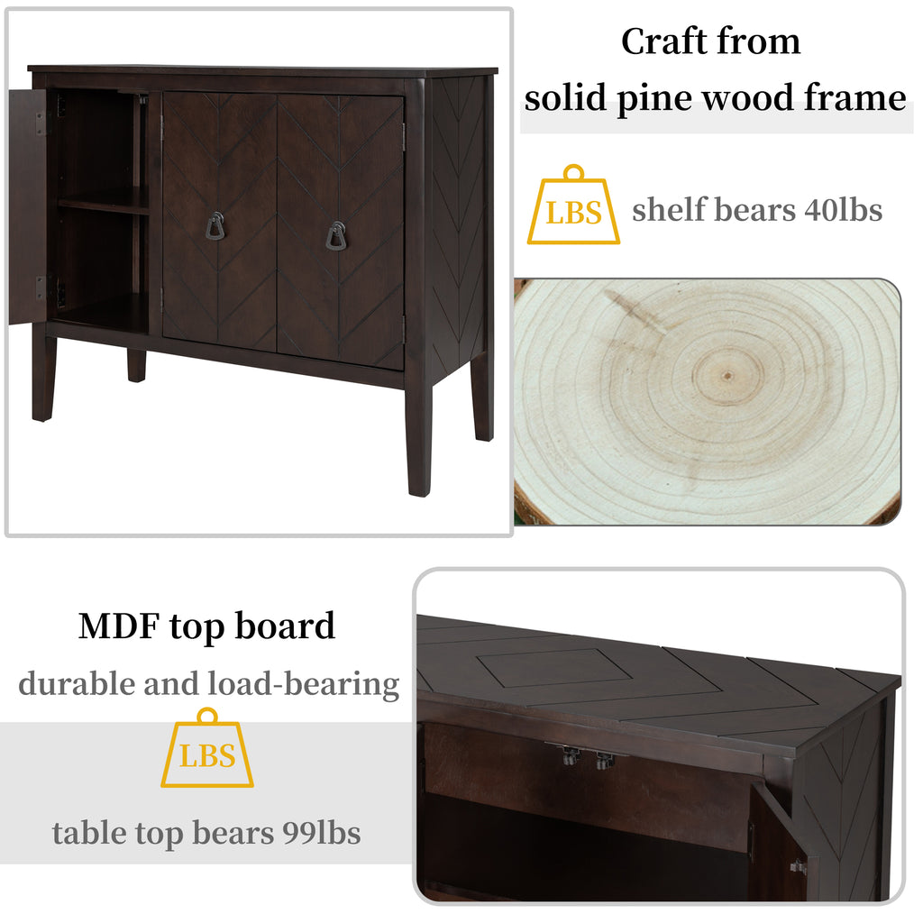 Console Table with Storage, Mid-Century Sideboard Buffet Cabinet, Gray Wooden Buffet Cabinet, 3 Door Accent Cabinet for Living Room, Entryway, Corridor, 37 x 15.7 x 31.5 inch