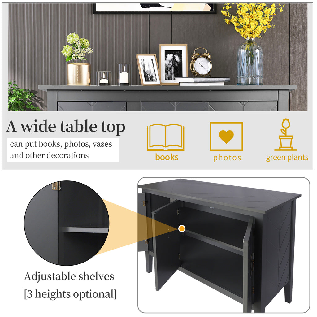 Console Table with Storage, Mid-Century Sideboard Buffet Cabinet, Gray Wooden Buffet Cabinet, 3 Door Accent Cabinet for Living Room, Entryway, Corridor, 37 x 15.7 x 31.5 inch