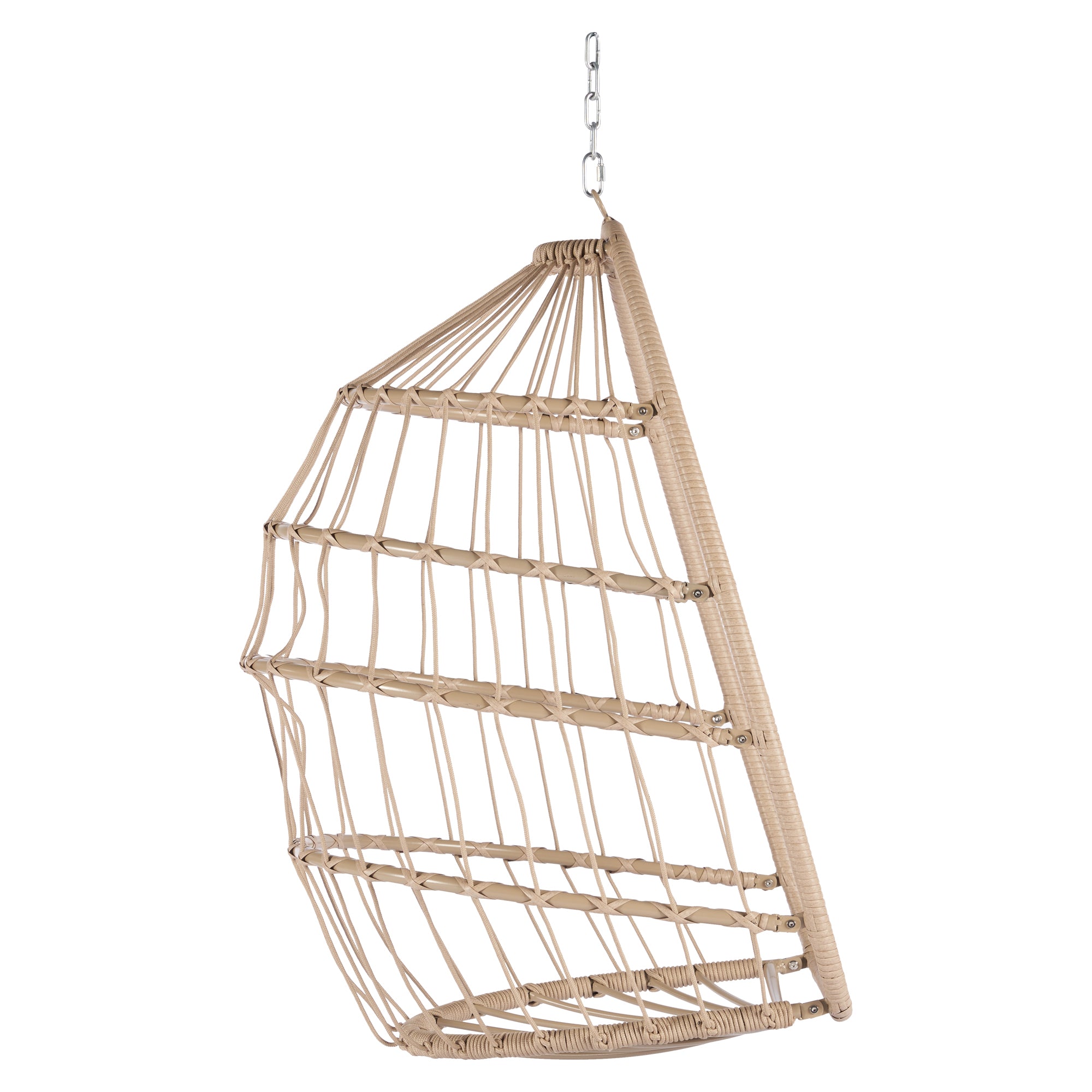 Patio Wicker Hanging Chair, Egg Chair Hammock Chair with UV Resistant Cushion and Pillow for Indoor Outdoor, Patio Backyard Balcony Lounge Rattan Swing Chair