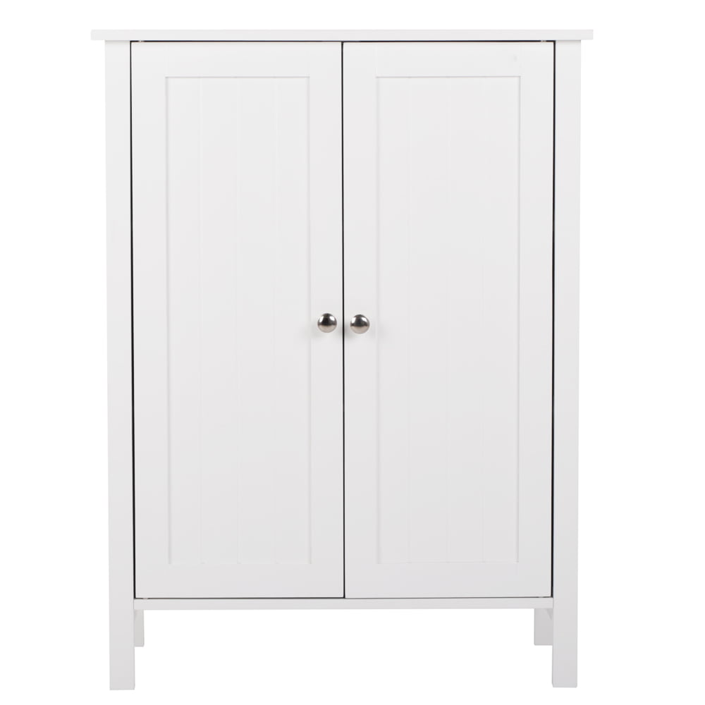 Small Cabinet with 2 Doors, Modern Bathroom Storage Cabinet, Wooden Free Standing Cabinet with Adjustable Shelf, Multifunctional Storage Cabinet for Bathroom Living Room Bedroom