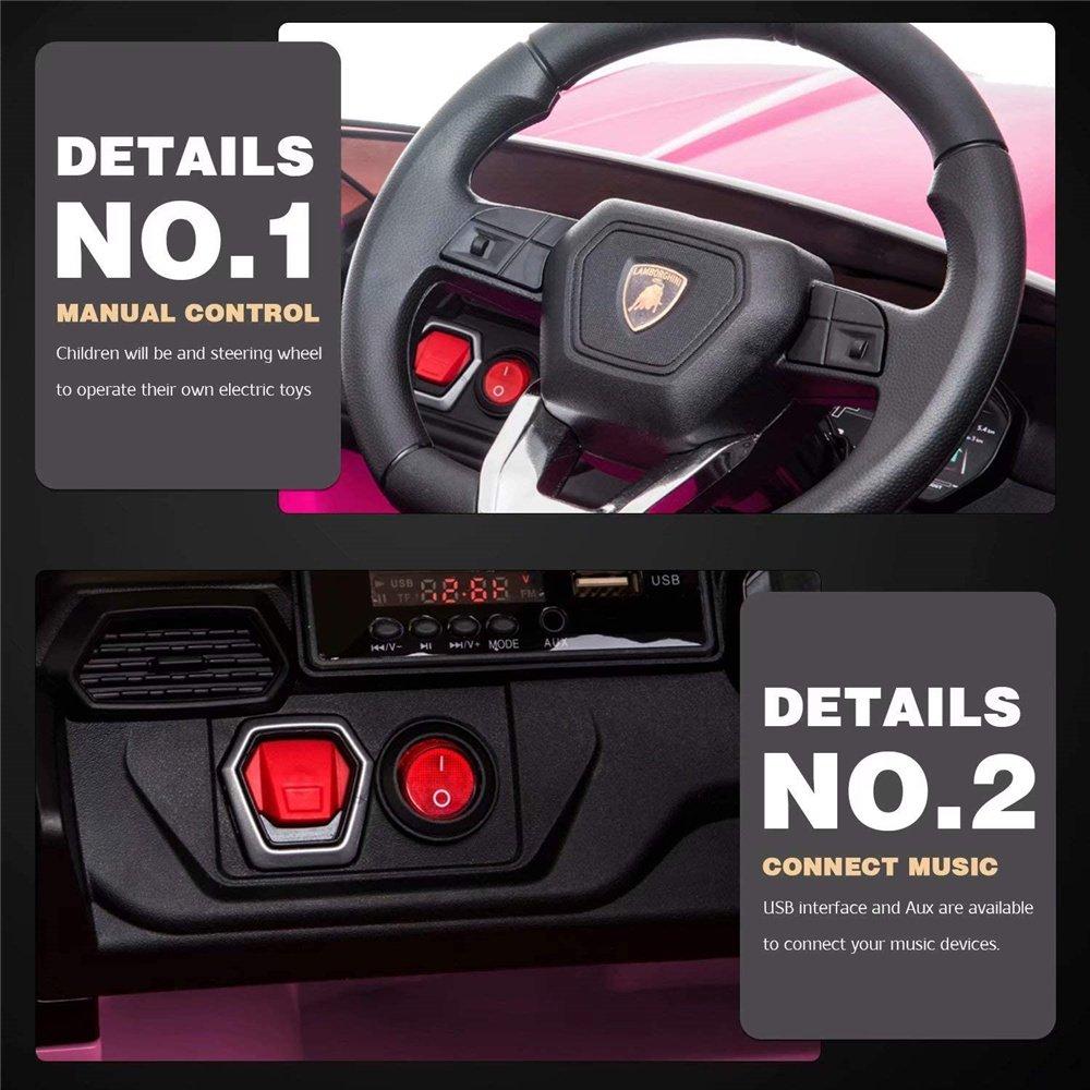 Enyopro™ Kids Pink Lamborghini Ride On Toys Car With Remote