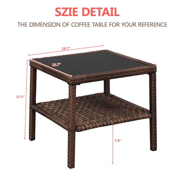 Wide Rattan Double Contiguous Rattan Five-Piece Suit 2 Single 2 Pedals 1 Double Coffee Table