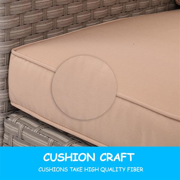 Wide Rattan Double Contiguous Rattan 4-Piece Suit 1 Double 2 Single 1 Double Coffee Table Gray