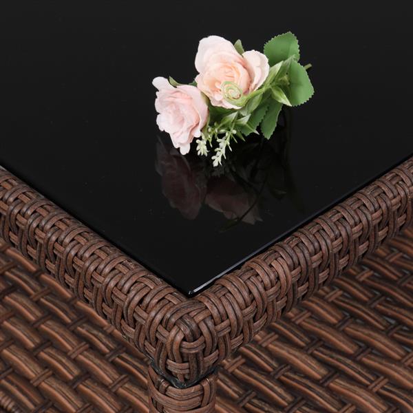 Wide Rattan Double Contiguous Rattan Five-Piece Suit 2 Single 2 Pedals 1 Double Coffee Table