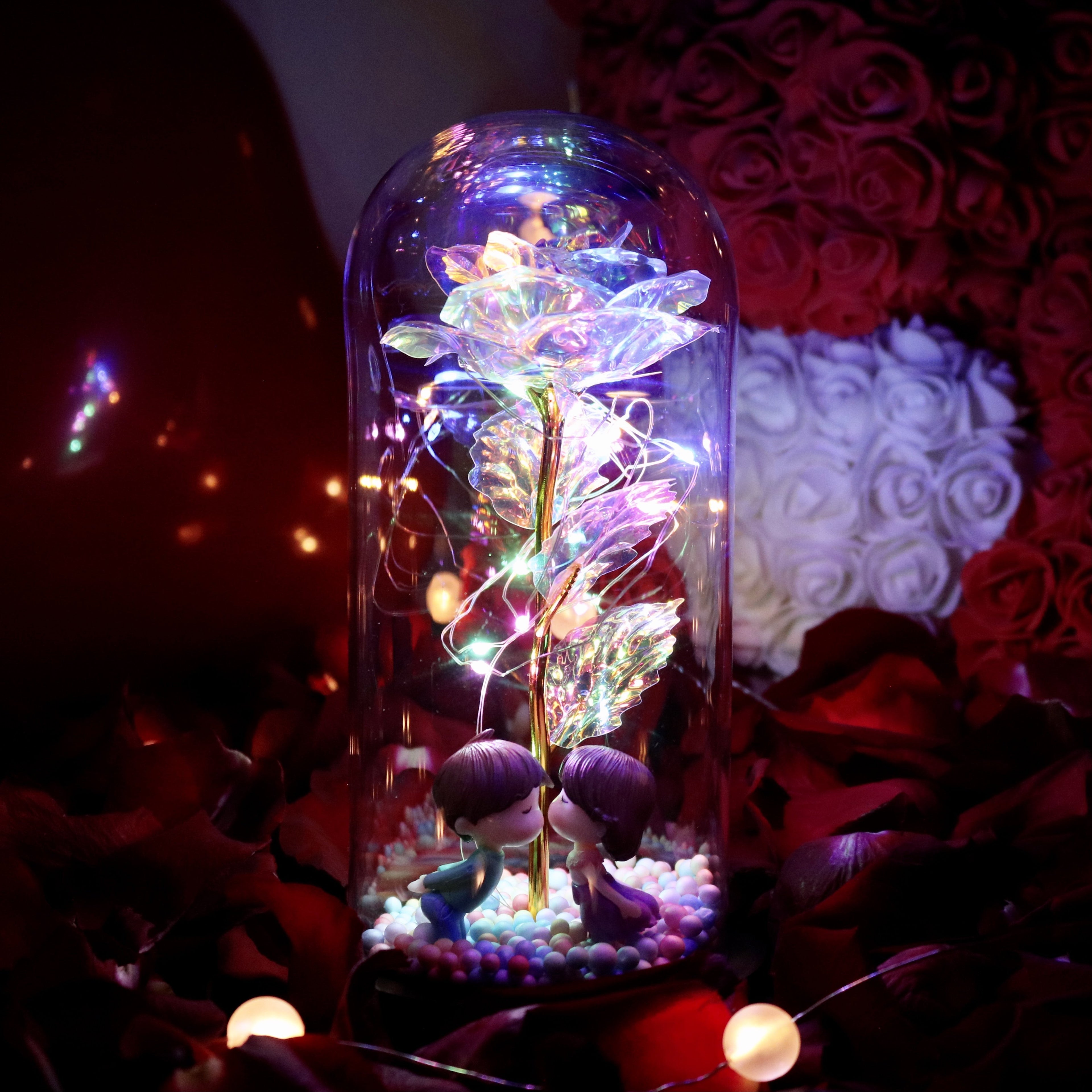 Best Gift - Led glass cover gold leaf rose immortal flower