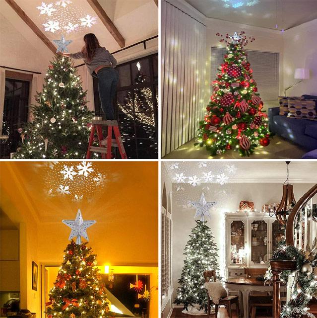Christmas Star Decorate LED Snowflake Pentagram Projection Light