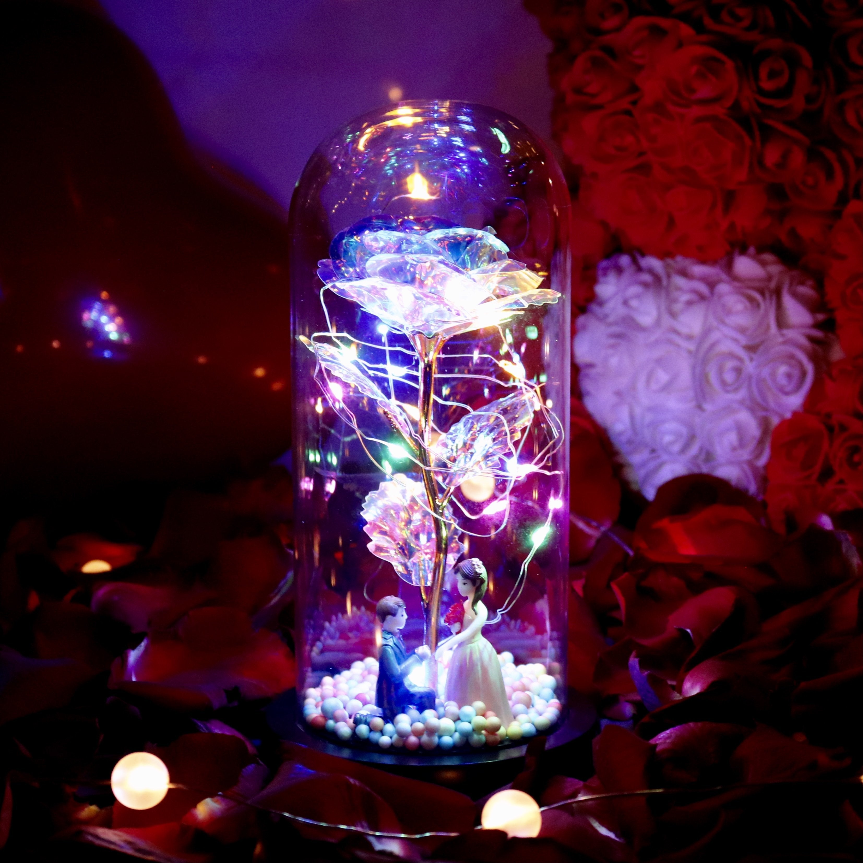 Best Gift - Led glass cover gold leaf rose immortal flower