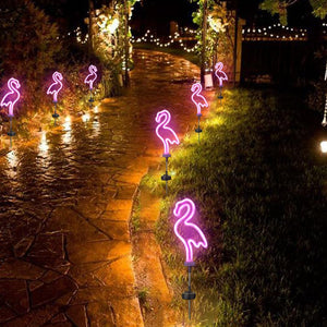 Pink Flamingo Solar LED Neon Light