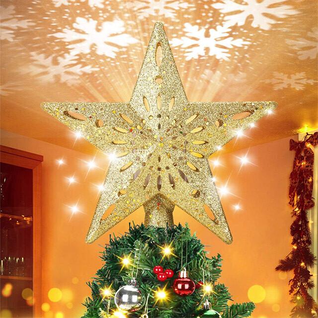 Christmas Star Decorate LED Snowflake Pentagram Projection Light
