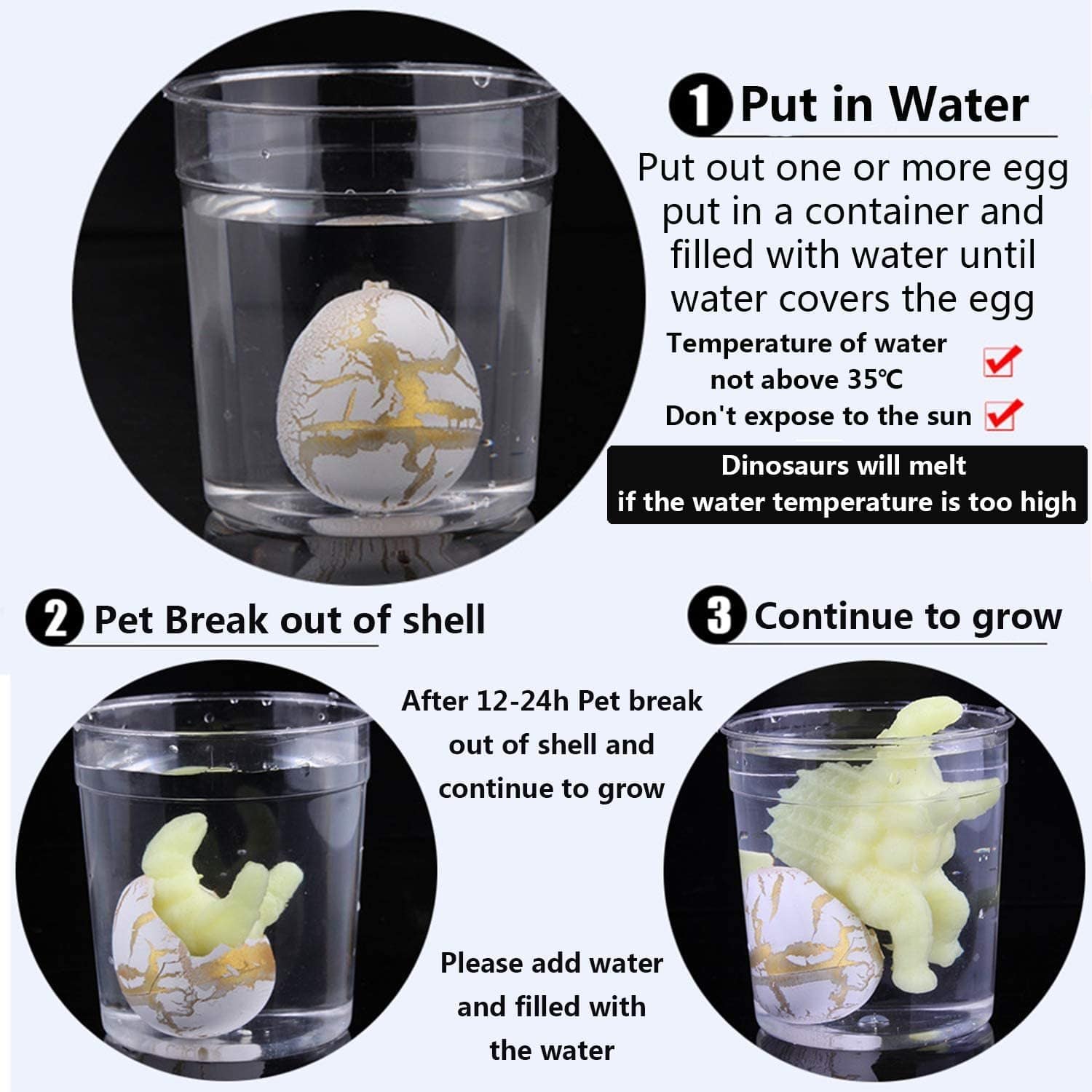 60 Pack Easter Hatching Dinosaur Eggs Toy Grow a Dinosaur Crack in Water