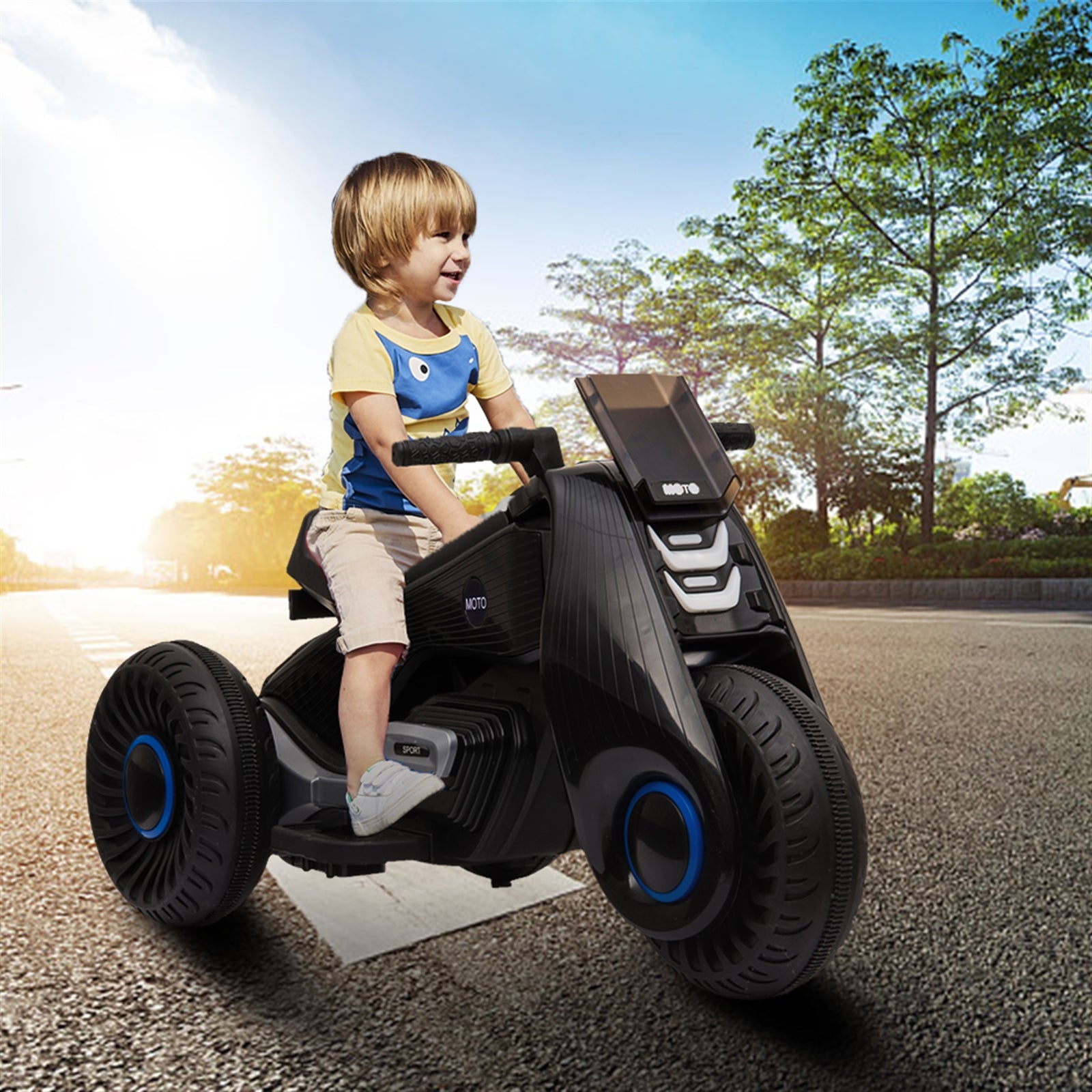 Enyopro™ Black 6V/4.5Ah Power Dirt Bike for Boys and Girls, 3-7 Years Old