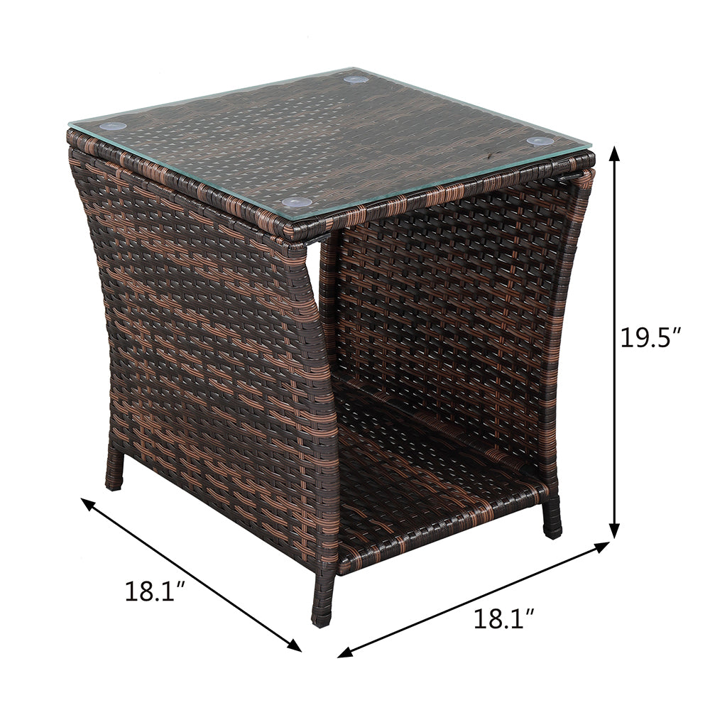 Outdoor Side Table, PE Rattan Patio Side Table, Wicker Square End Side Table, Small Outdoor Side Tables Garden Patio Furniture Deck Table