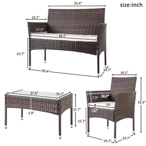 4 Pieces Wicker Patio Sets