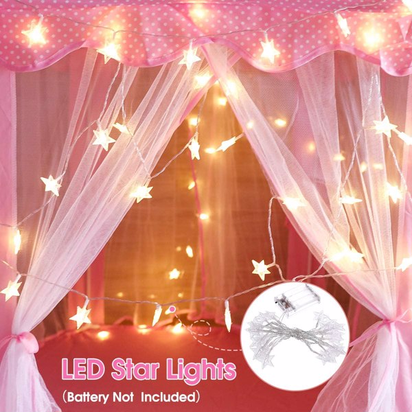 Outdoor Indoor Portable Folding Princess Castle Tent (LED Star Lights)