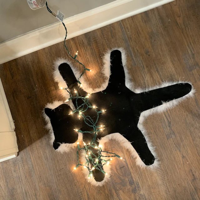 Light Up Fried Cat Rug Funny Christmas Lights Decoration