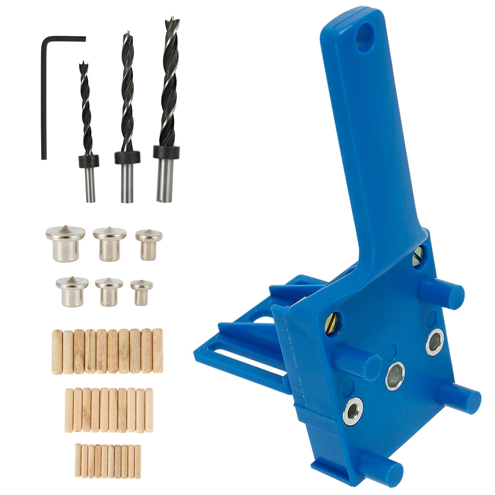 1-44pcs Wood Doweling Jig Handheld Pocket System 6/8/10mm Drill Bit