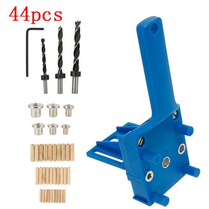 1-44pcs Wood Doweling Jig Handheld Pocket System 6/8/10mm Drill Bit