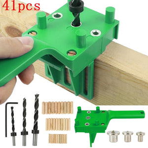 1-44pcs Wood Doweling Jig Handheld Pocket System 6/8/10mm Drill Bit