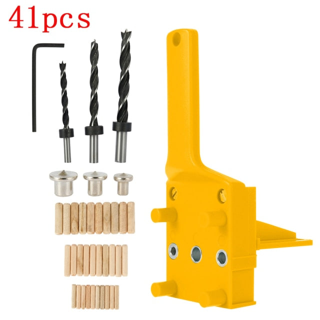 1-44pcs Wood Doweling Jig Handheld Pocket System 6/8/10mm Drill Bit