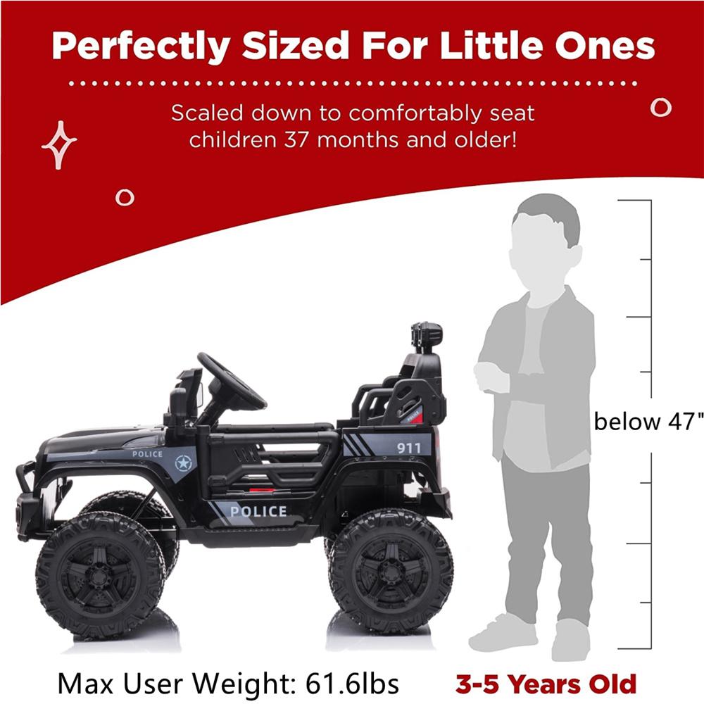 Enyopro™ 12V Ride on Black Electric Vehicles Ride on Truck Car